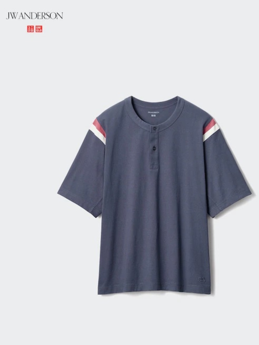 JW Anderson Men’s Navy Henley T-Shirt in Large